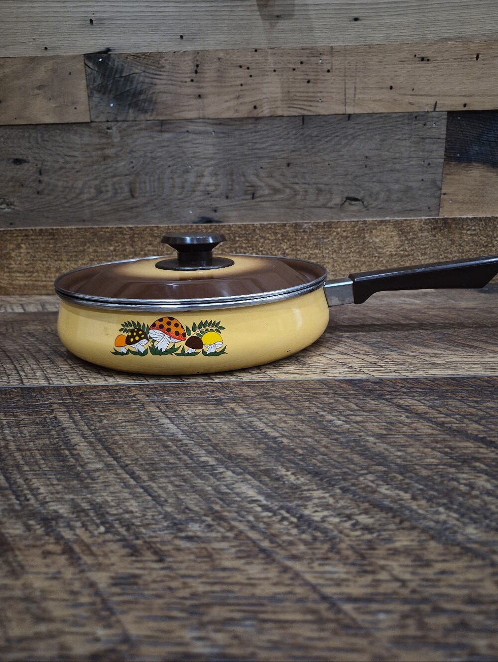 Vintage Authentic Sears Merry Mushroom Enamelwear Cookwear Pan With Lid